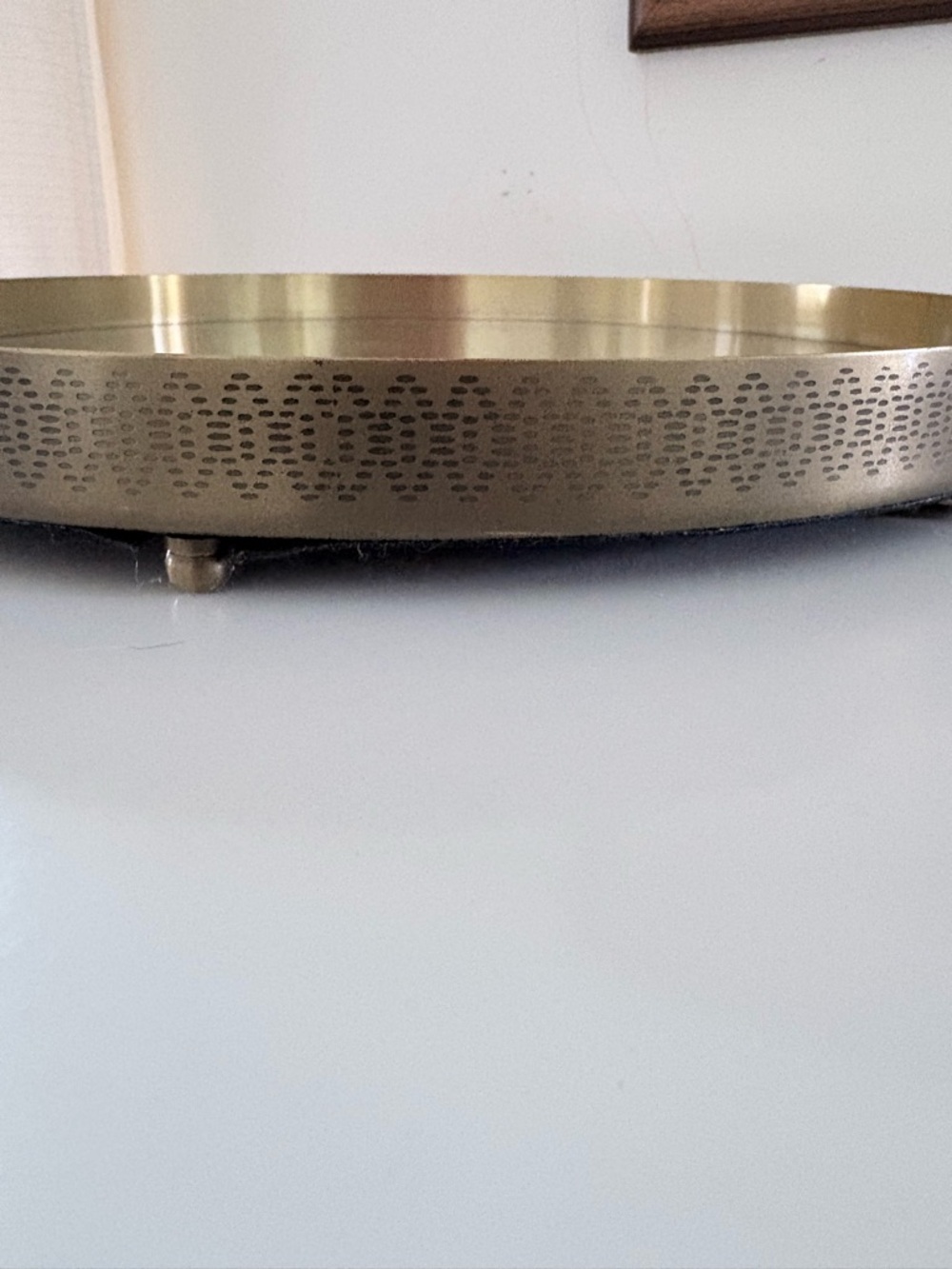 Brass-Tone Decorative Serving Tray - Gold
